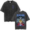 Magliette Lavate Anime Fullmetal Alchemist Edward Elric Alphonse Elric T-Shirt Uomo Donna Moda Casual Magliette Oversize Top
