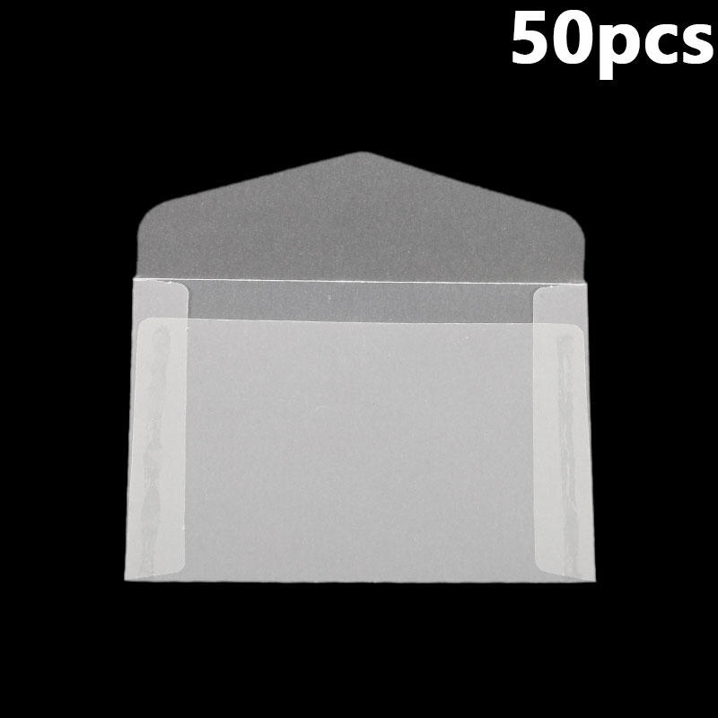 50pcs Mini Translucent Flat Paper Bags Translucent Envelopes Bags for Storing Photos Stamps Ring Earring Jewellery Coin Storage