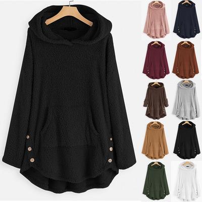 Women's Fashion Autumn And Winter Solid Color Long Sleeve Hooded Fleece Sweater