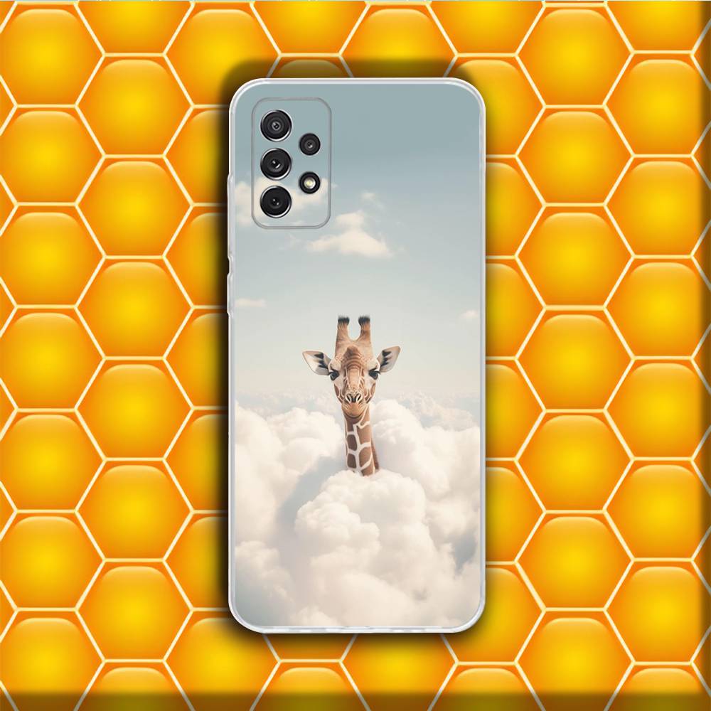 Phone Case Silicone For Samsung S30,23,21,22,20 FE lite,S10,9,PIus Note20ultra Striped Background Giraffe Soft Transparent
