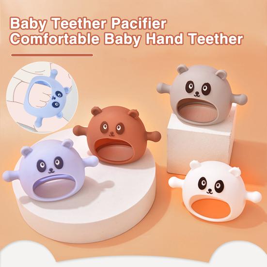 

Младенческие силиконовые перчатки-прорезыватели в виде панды, мягкие пустышки, защита от падения, предотвращают сосание пальцев, успокаивающая детская игрушка для удобного жевания хаки
