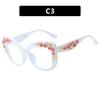Flower Sunglasses Women Cat Eye Glasses Frame Anti Blue Light Blocking Computer Eyeglasses Ladies Vintage Spectacles Frames