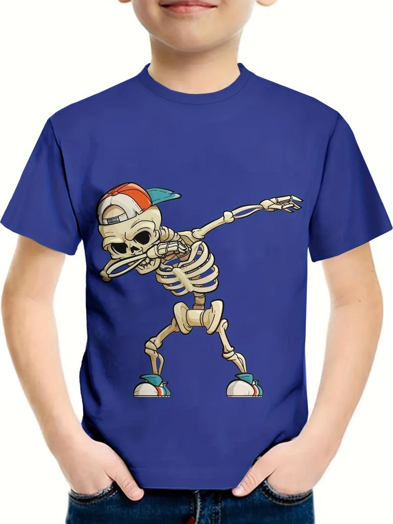 Kids Clothes Boys Tshirt Short Sleeve 3D Skull Print Children Summer Clothes Creative Stylish Streetwear Round Neck Girl Clothes