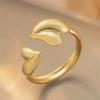 Stainless Steel Gold Color Star Moon Open Rings for Women Minimalist Metal Geometric Adjustable Ring Waterproof Jewelry Gift