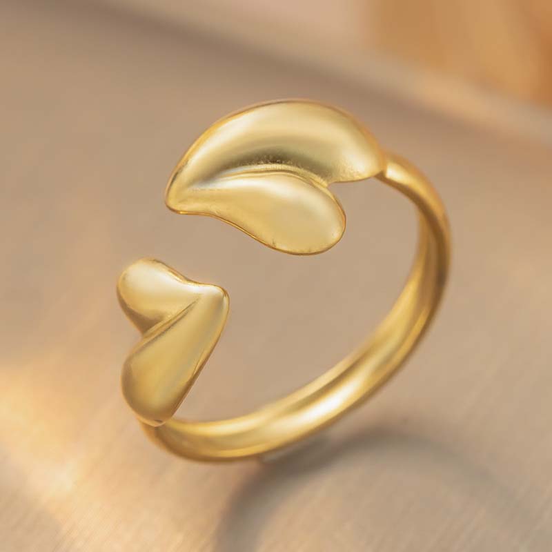 Stainless Steel Gold Color Star Moon Open Rings for Women Minimalist Metal Geometric Adjustable Ring Waterproof Jewelry Gift