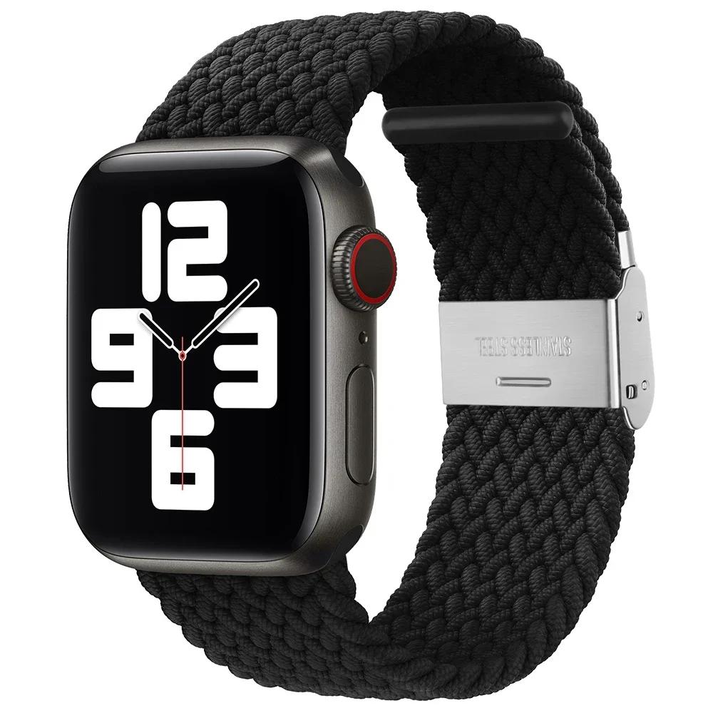 

Braided Solo Loop For Apple watch band 44mm ultra-2 49mm 45mm 46 42-40mm-41mm Elastic bracelet iWatch series 10 9 8 se 6 7 5 4 3 S10 42mm-38-40-41MM