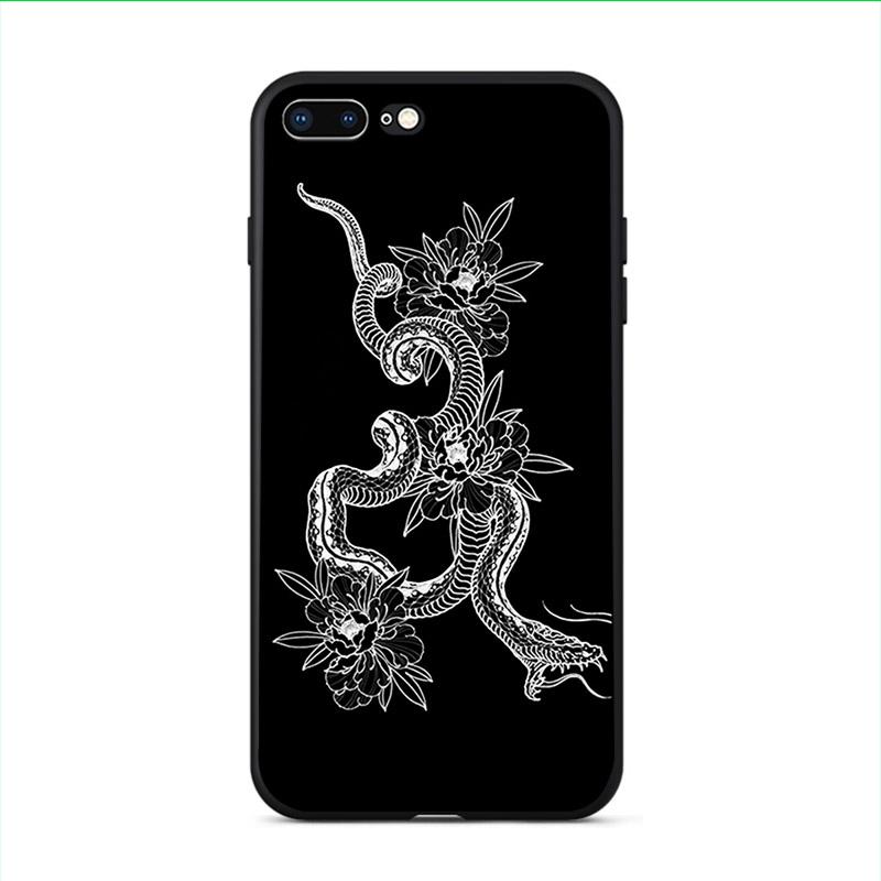 Flower Snake Painting Phone Cases For iphone 11 11Pro Max 8 7 6 6S Plus X XS MAX 5 5S SE 2020 XR Personalised Soft TPU Back Capa