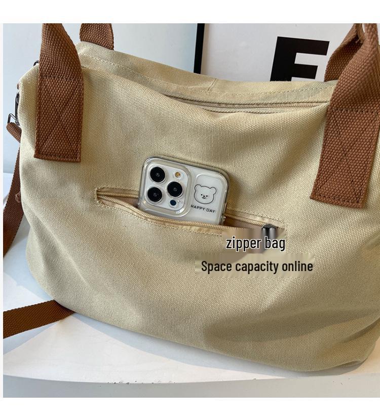 Large Capacity Retro Canvas Tote Bag: Simple, Fashionable Shoulder and Crossbody Bag for Women and Girls