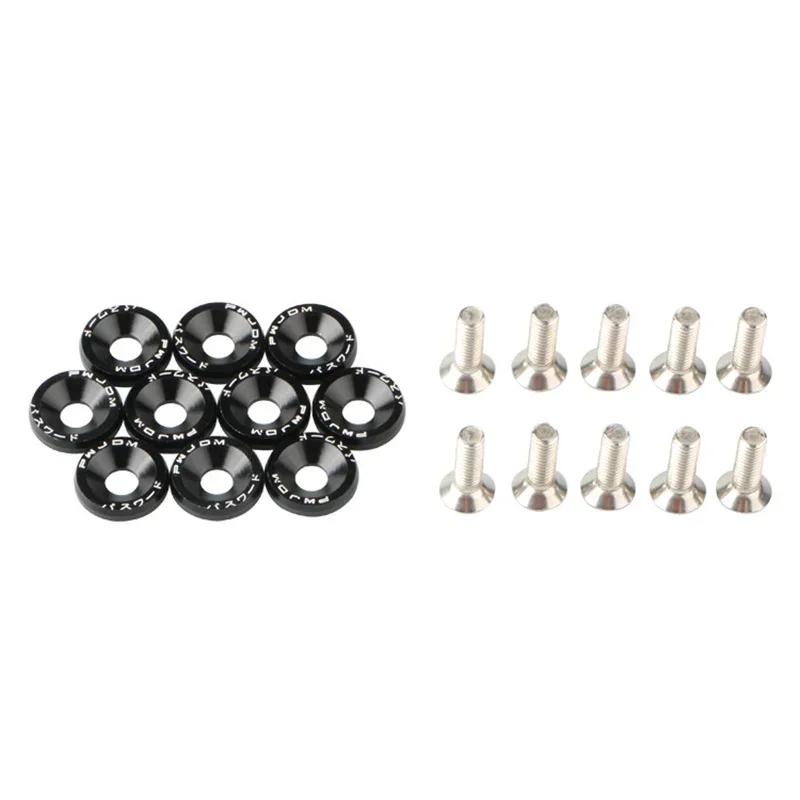 Car Modified Hex Fasteners Fender Washer License Plate Bolts Engine Bumper Decorative License Frame Screws Car styling 10PCS