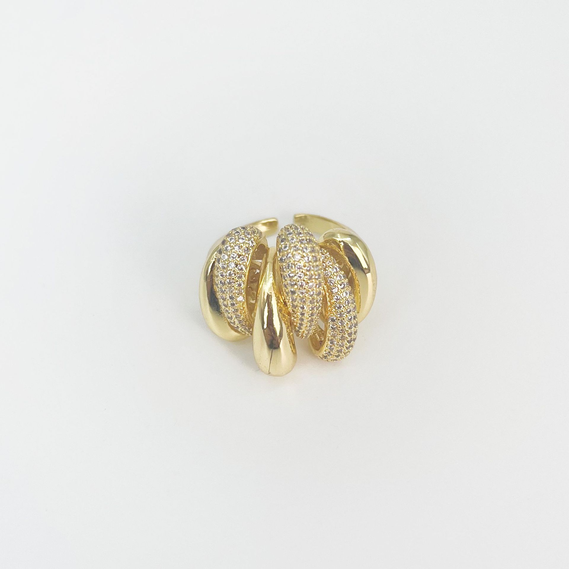 

Кольцо с неровным витым бриллиантом, золото, серебро, мода, стиль, женское кольцо Opening adjustable золотой