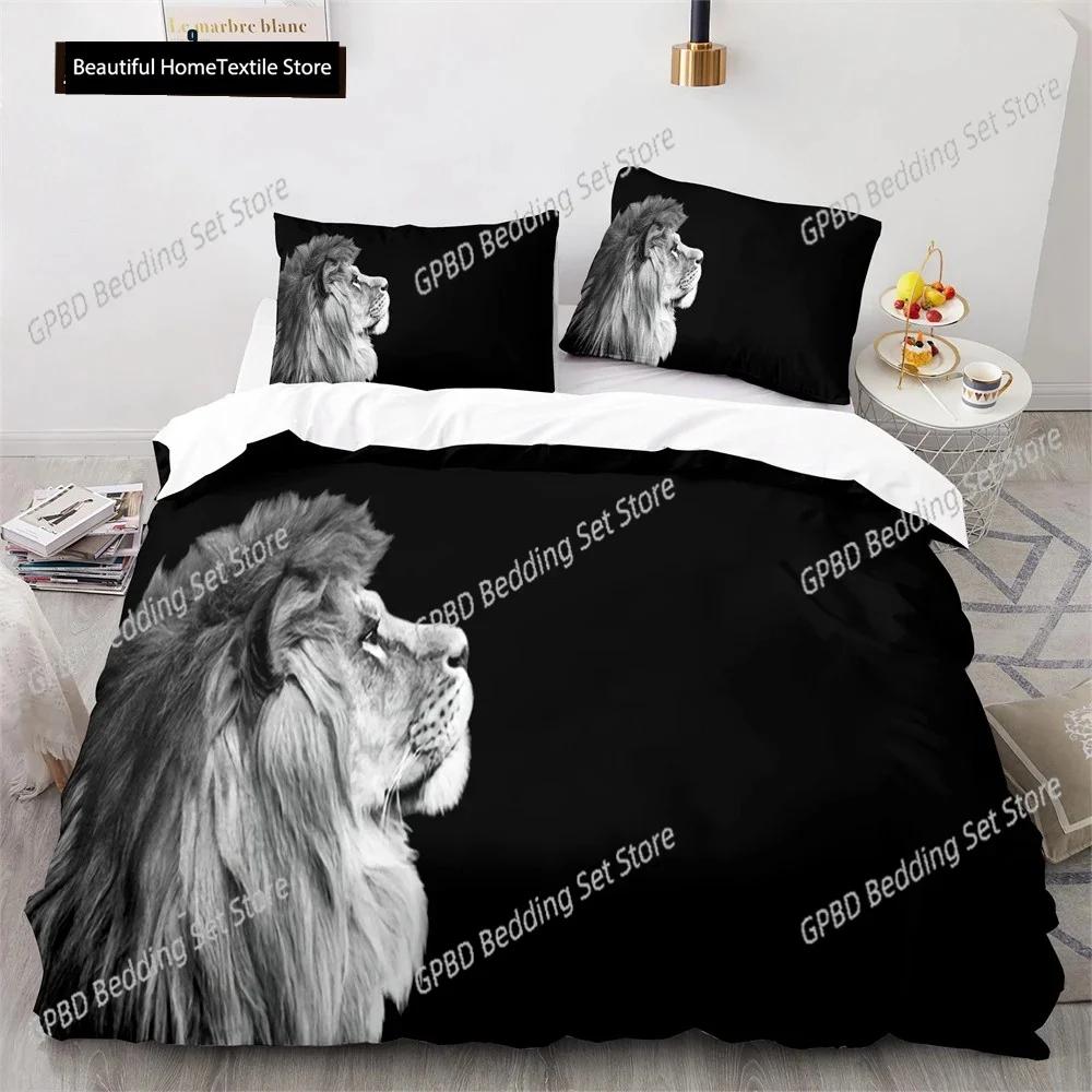 Lion Duvet Cover Set 3D Print Wild Animals Colourful King Queen Size For Kids Teens Adults Bedding Set Polyester Comforter Cover