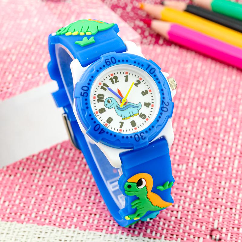 3D Cartoon Dinosaur Kids' Waterproof Quartz Watch - Boys & Girls Trendy Electronic Wristwatch