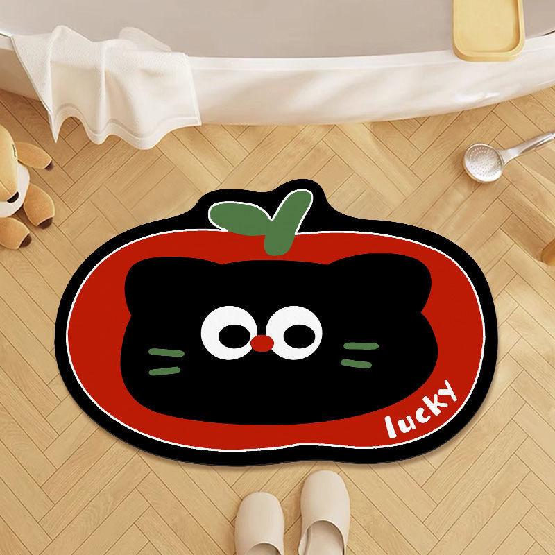 Cute cartoon diatom bathroom floor mat non-slip water absorption quick drying household toilet toilet door foot pad carpet