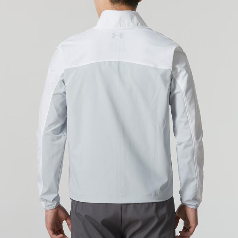 Under Armour Color Block Running Sports Stand Collar Long Sleeve Jacket Men Jacket White 1350044-100