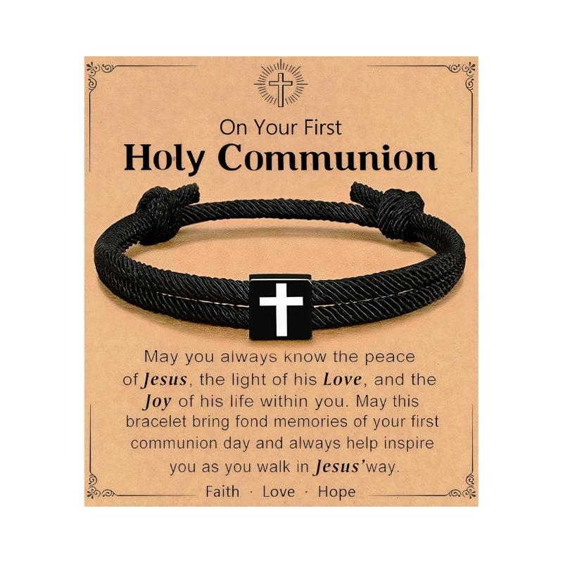 JYL TS Bracelet Men Braided  Cross Charm Safeguards Journey & Stability