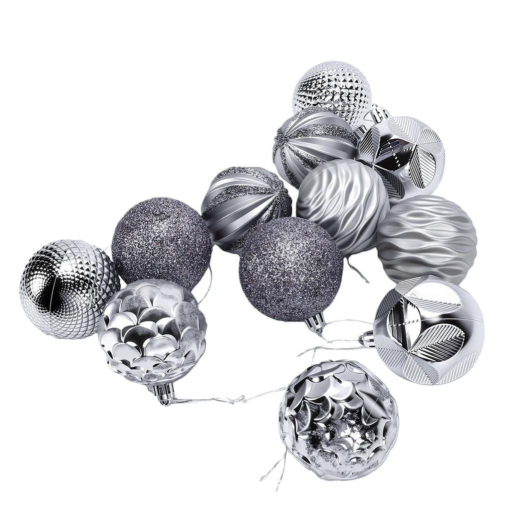 12 Pcs Xmas Ball Ornaments Set 6cm Plastic Hanging Ball Ornaments for Tree Wreath Door Window