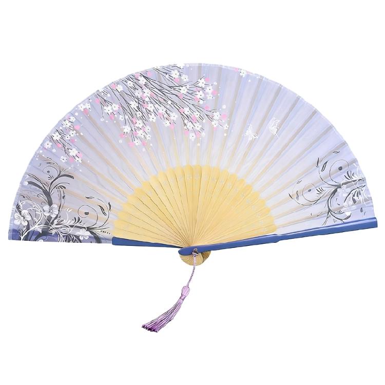 Foldable Bamboos Fan With Flowing Tassels Imitation Silk Handheld Fan For Cooling And Decorative Purposes Holiday Gift