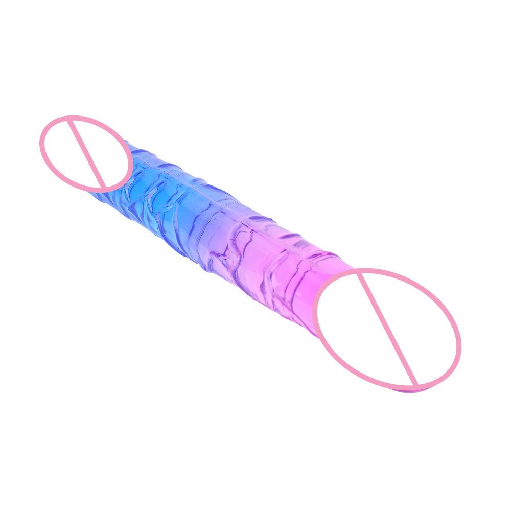 Double Head Dildo Two-Color Crystal Super Large Thick Simulation Butt Plug Lala Gay Men and Women Dildo Sexy Sex Product