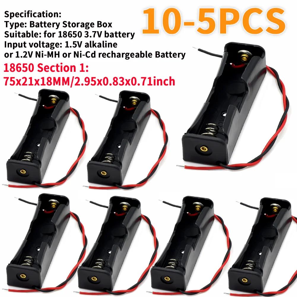 10-5 Pcs 1 2 3 4 Slot 18650 Battery Holder Plastic 18650 Battery Case Holder with Wire Lead Black for 18650 3.7V Battery