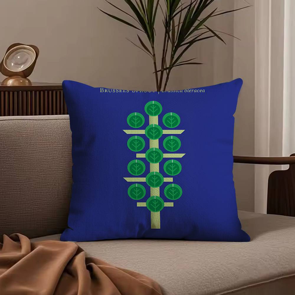 Vegetable Lovely Simple Pillow Case Anti-dustmite Pillowcase Invisible zipper silky short plush Sofa cushion cover