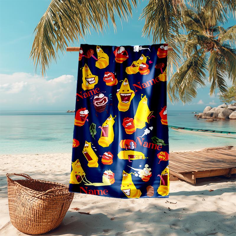 Personalized Customized Proof Beach Towel with Larva Pattern - Soft, Absorbent,quick-drying,perfect Swimming,camping&bathing