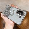 KEYSION Shockproof Plating Phone Case for VIVO V60 5G Clear Soft TPU Glitter Jewelled Swan Kickstand Back Cover for VIVO V60