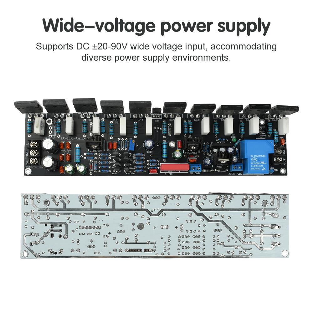 DC 20V-90V 500W Upgraded Single Channel Power Amplifier 1943+5200 Dual Voltage with Speaker Protection Relay