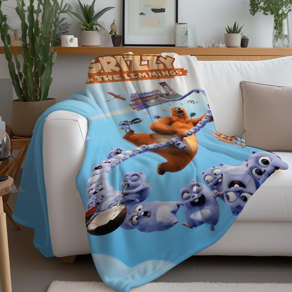 Funny G-Grizzy and The Lemmings Blanket Warm Soft Suitable For Bedroom Sofa Bed Living Room Office Travel Camping Gifts