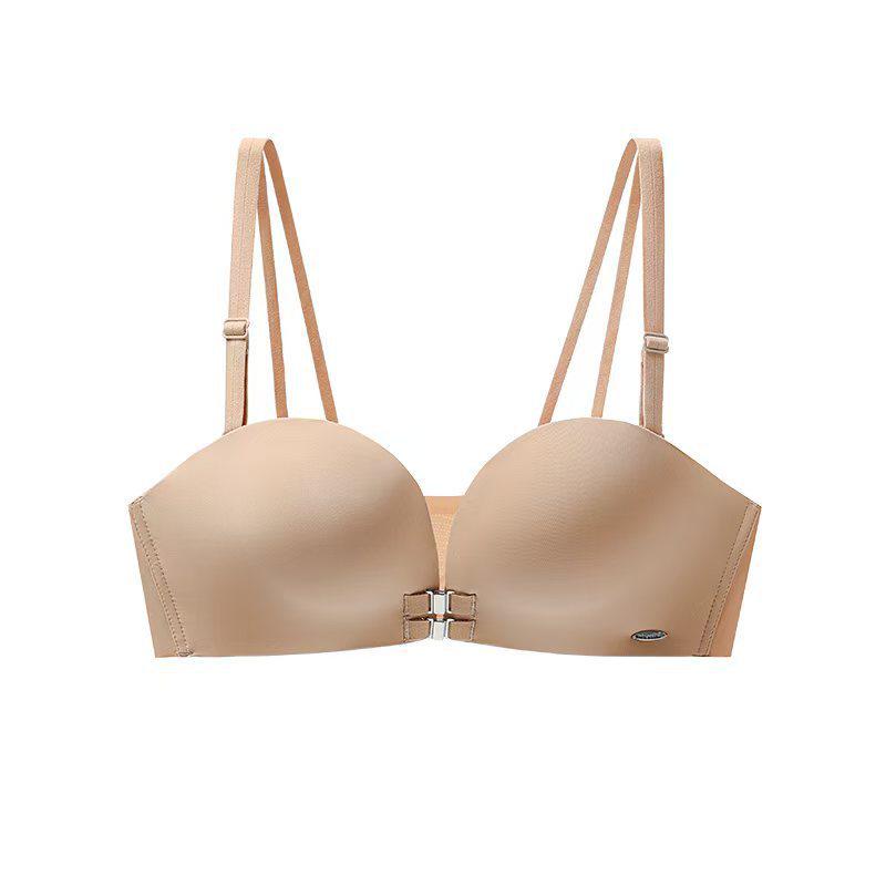 Women's Anti-Slip Push-Up Strapless Bra with Front Buckle and Padded Bandeau for Beautiful Back
