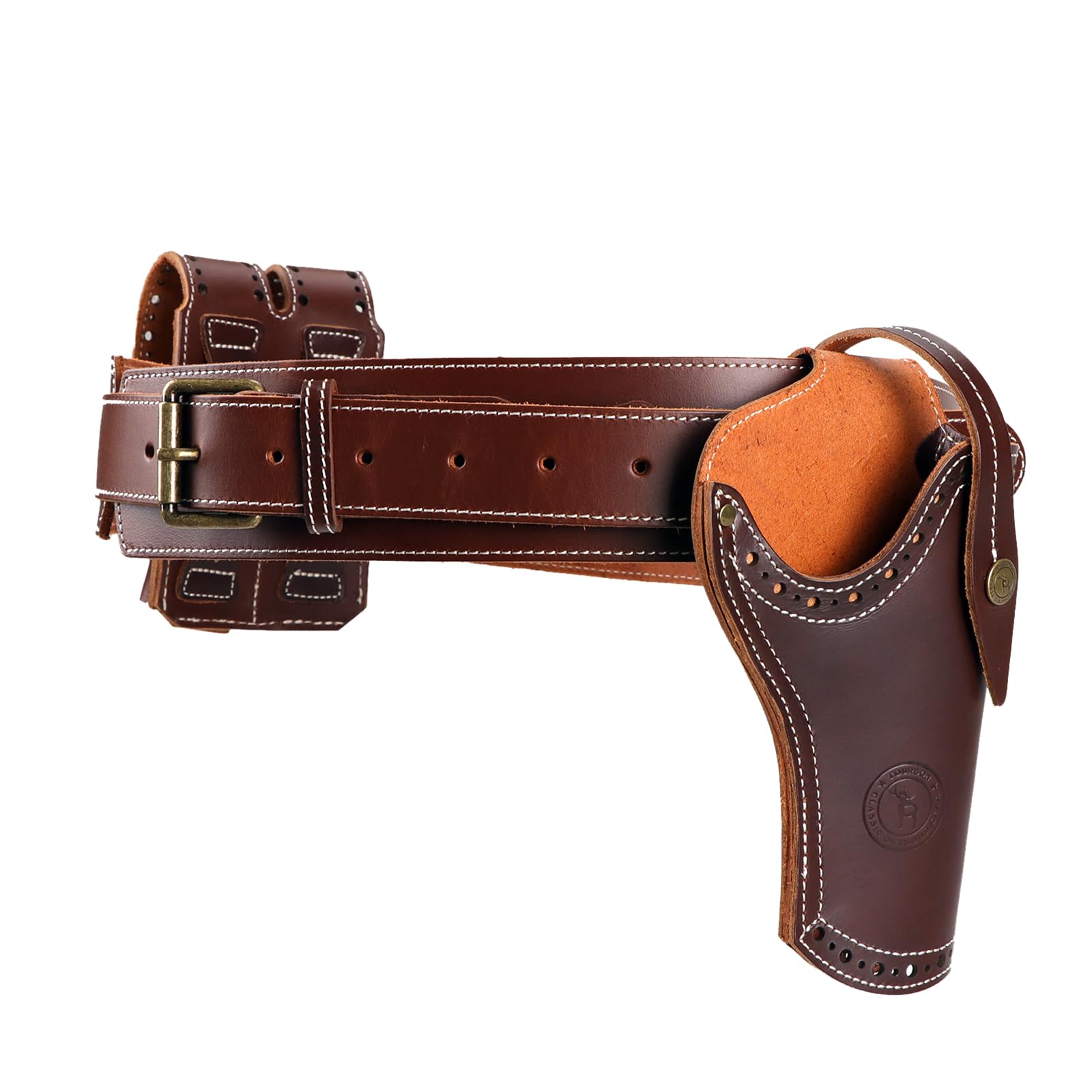 

TOURBON Genuine Leather Handgun Holster with Magazine Perfect for Airsoft and Other Uses Holder,
