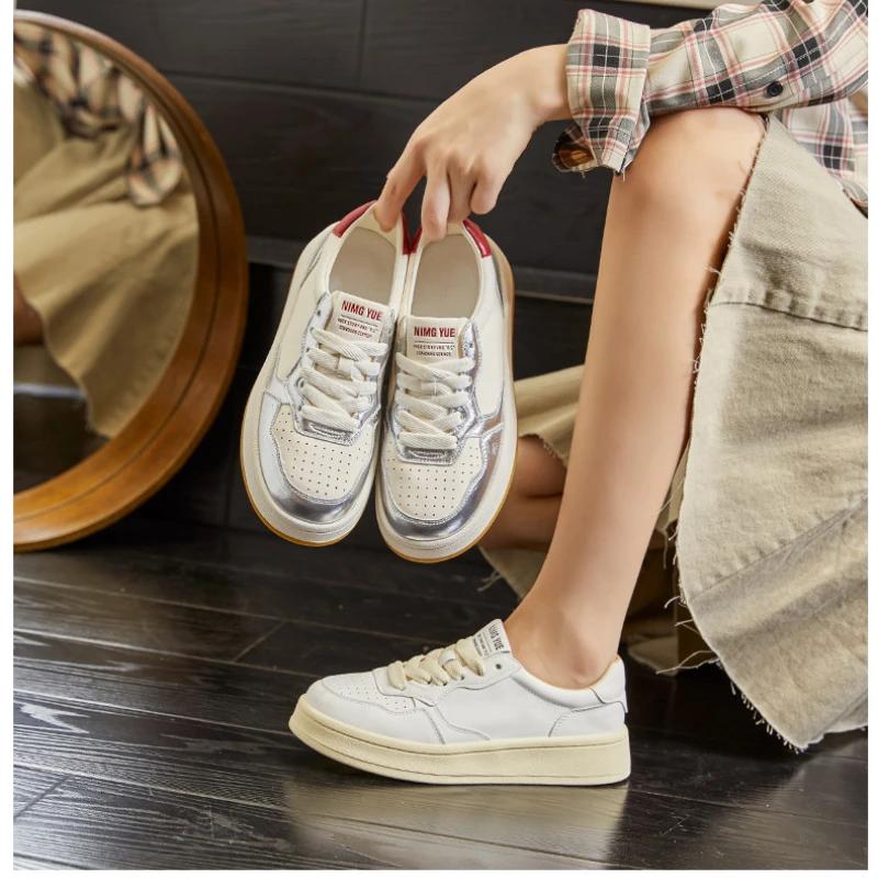 Fujin 3.5cm Cow Genuine Leather Women Flats Spring Vulcanize Chunky Sneaker Loafer High Brand Platform Autumn Vulcanize Shoes