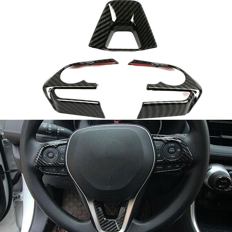For Toyota RAV4    Carbon Fiber Interior Steering Wheel Trim Cover