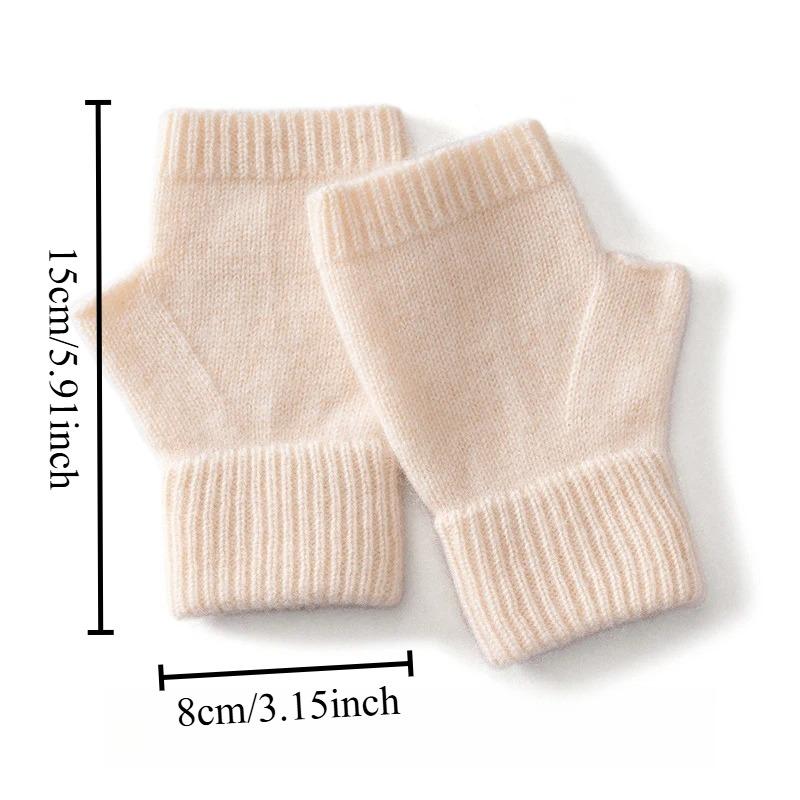 1Pcs Winter Women's Wool Gloves Knitted Fingerless Warm Half Fingers Extended Flat Flowers Skin Friendly Windproof