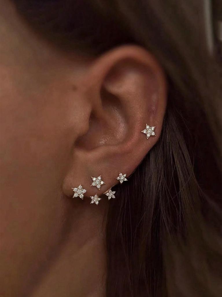 1 Pair Of Sparkling Diamond Star Earrings For Women, Niche, Light Luxury, High-End, Compact And Exquisite Temperament Earrings And Earrings