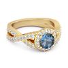 London Blue Topaz Halo Accents Ring - 925 Sterling Silver Gold Vermeil