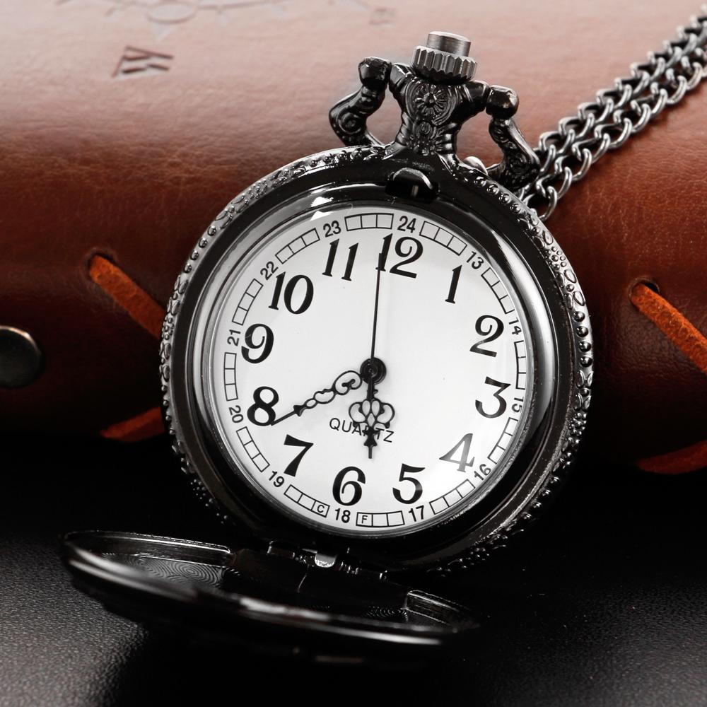 Black Casino Magician Playing Card Quartz Pocket Watch Fashion Pendant Necklace Male and Female Students Festival Gift