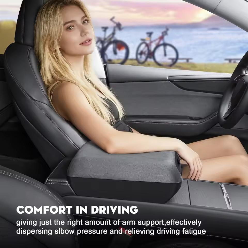 Armrest Box For Tesla Model Y Juniper 2026 Model 3 Highland Soft Suede Center Console Armrest Cover Booster Pad With Storage Box