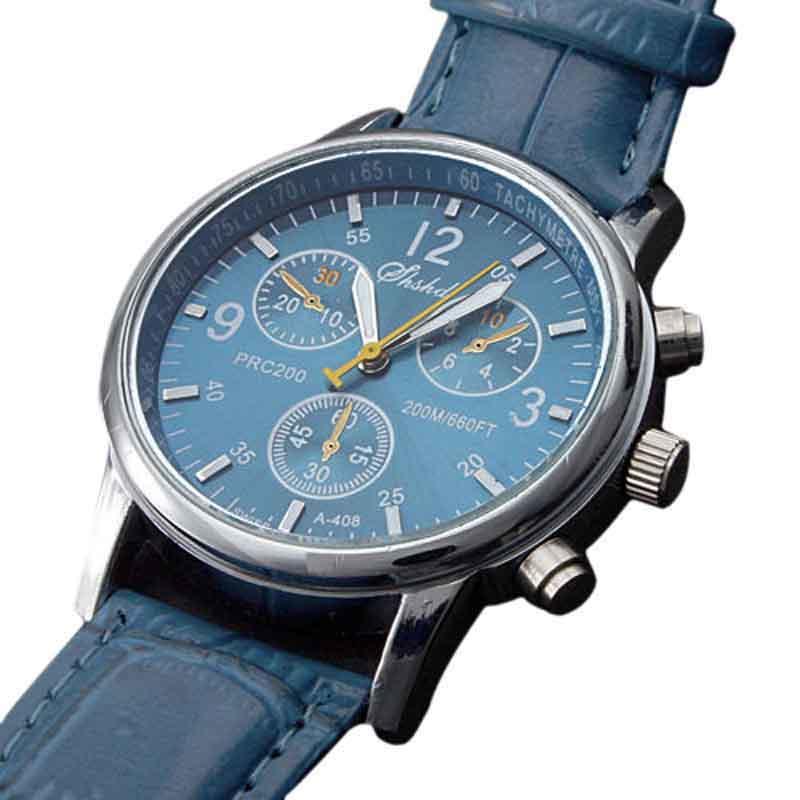 Stilig herreklokke analog herreklokke i skinn