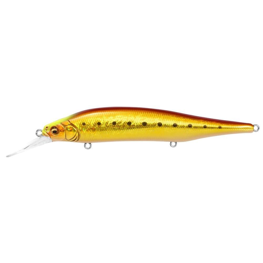 Megabass X-80 MAGNUM+1 GG Aka Kin Iwashi CH Sinking Minnow Lure 115mm 18g for Seabass and Saltwater Fishing