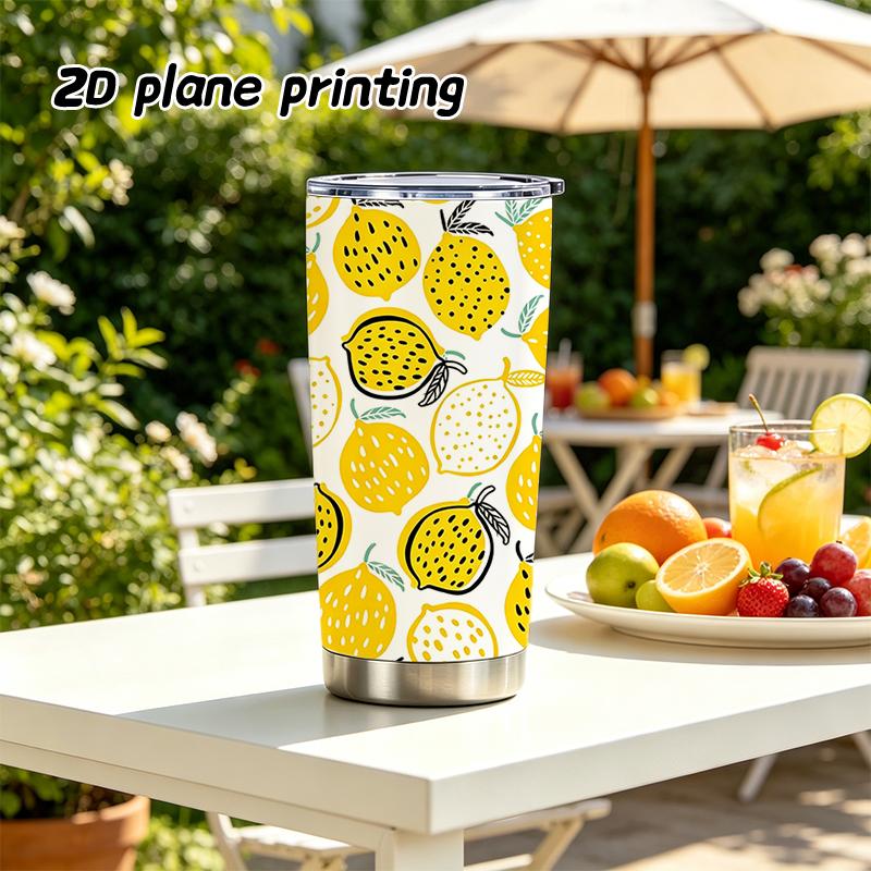 Car Tumbler 591ml Refreshing summer fruit elements Straw Cup Insulated Travel Cup Leakproof Tumbler Coffee Tumbler Straight Tumbler