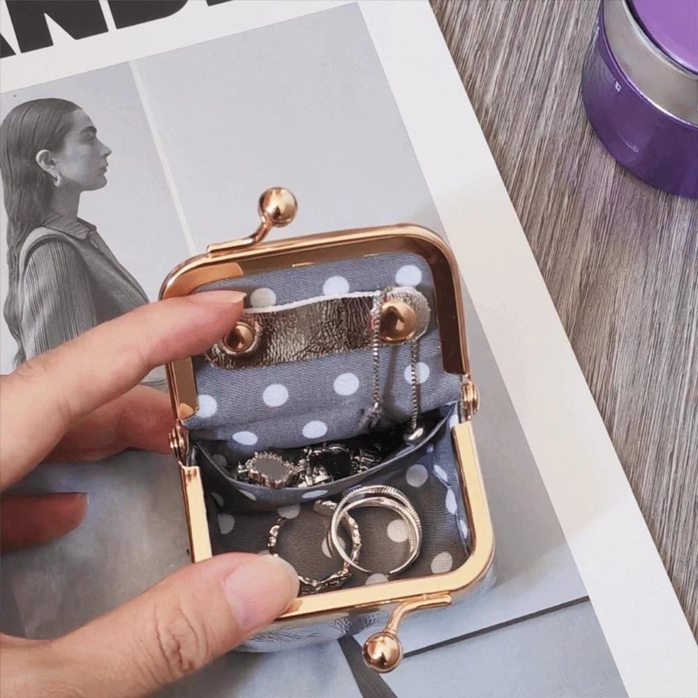 Exquisite Leather Jewelry Storage Box Pure Color Luxury Earring Necklace Wallet Clasp Closure Small Size Mini Coin Purse Daily
