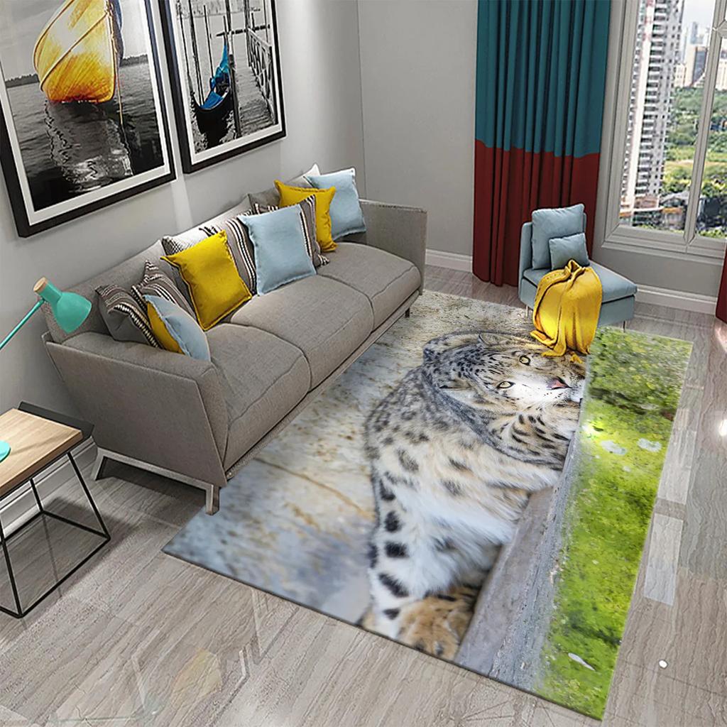 3D Leopardenteppich für Schlafzimmerteppich Rutschfester Teppich Bodenmatte Wohnzimmer Bodenbereichsmatten Küchenteppich Bettvorleger Heimdekoration