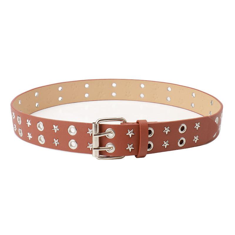 Punk Style Womens Faux Leather Belt With Studded Rivets For Street Fashion And Casual Wear