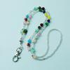Crystal Stone Lanyard Necklace with Easy-Pull Buckle for ID and Keys
