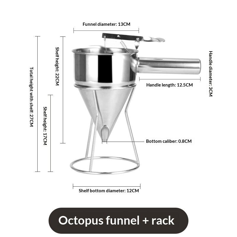 

1200Ml Stainless Steel Funnel Dispenser With Rack Cupcake Pancake Batter Maker Octopus Fish Ball Home Kitchen Baking Goods Tools