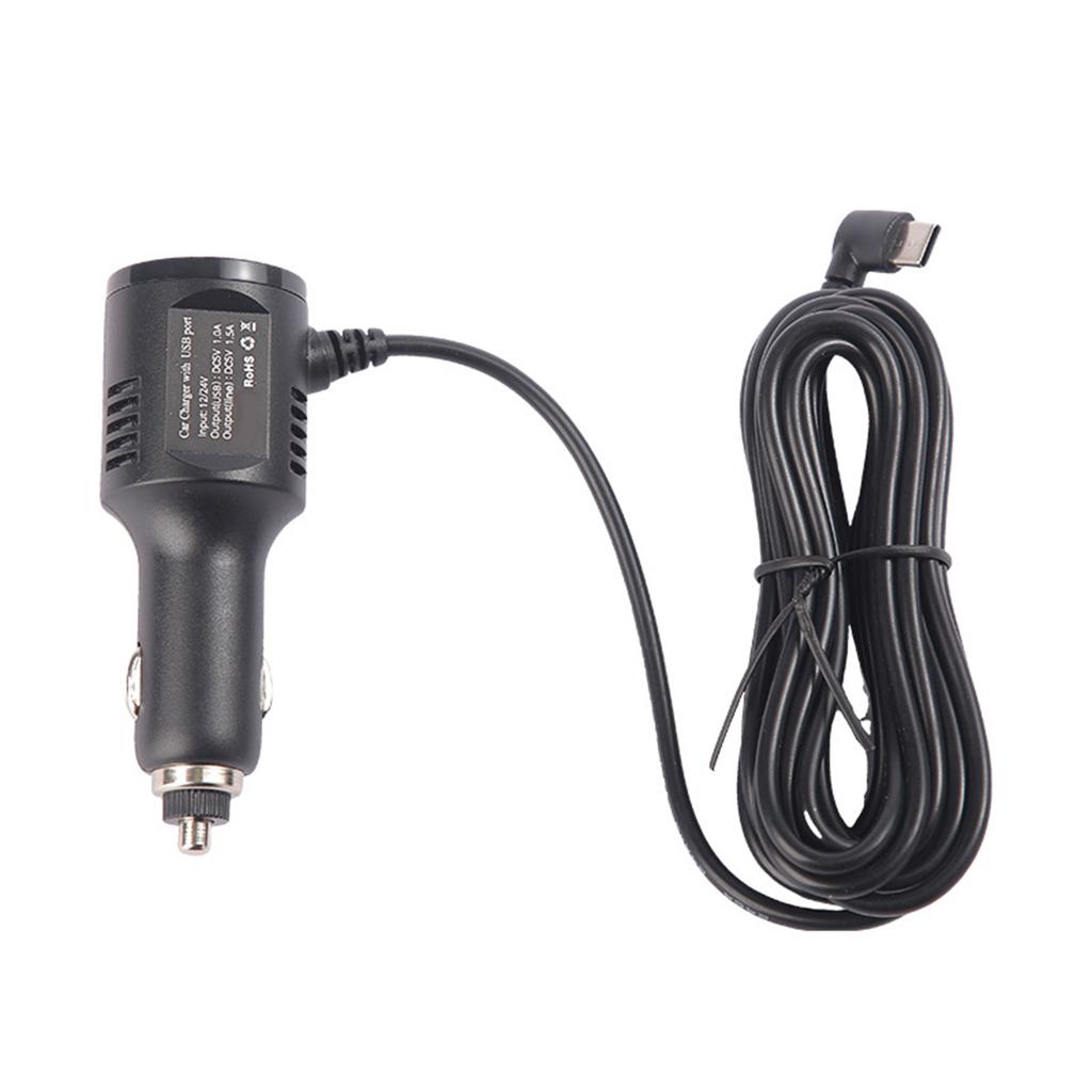 Intelligent USB Vehicle Charger 340cm Angled USB C Cord 5V1A Output Short Circuit Protections Compatible for 12V 24V Car