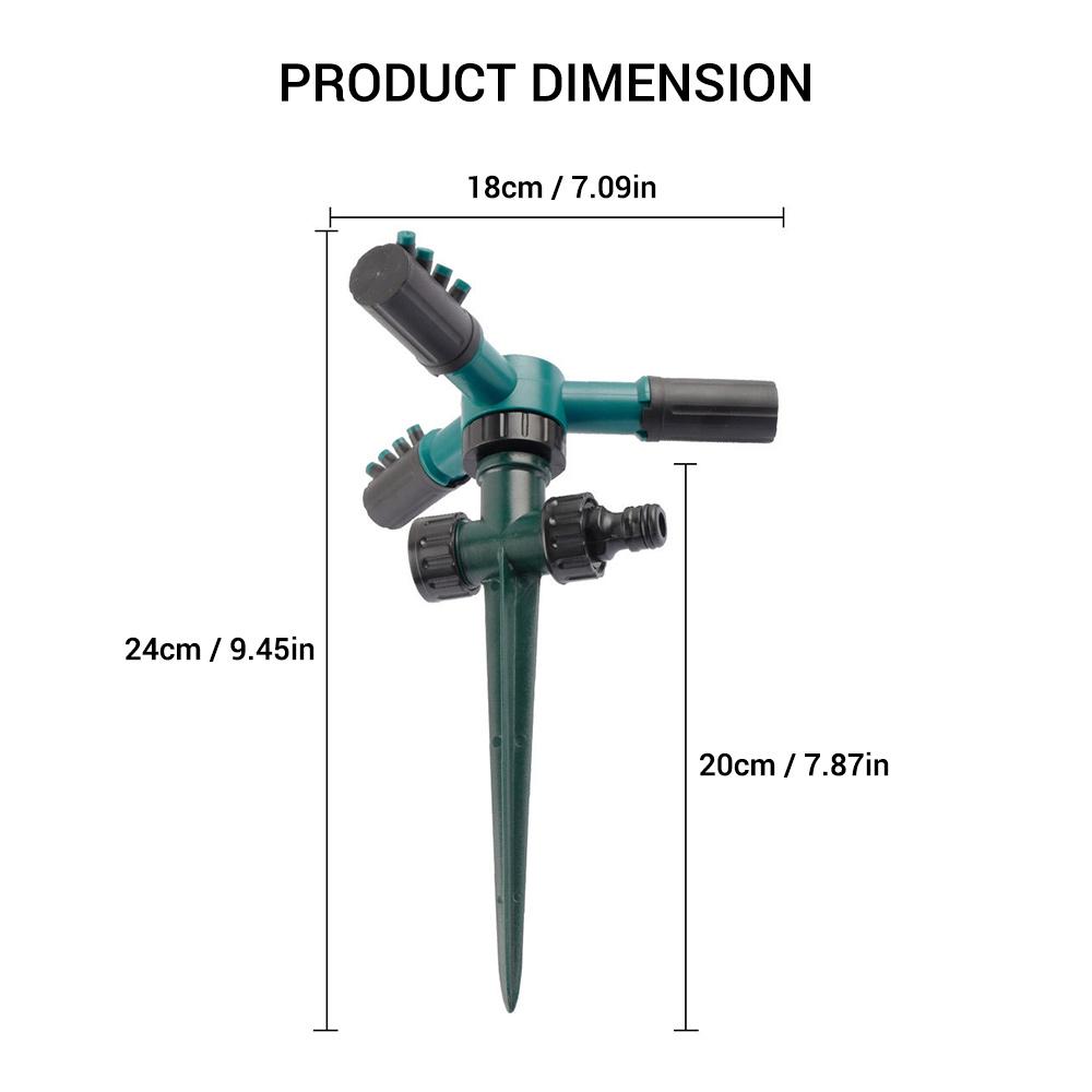 360 Degree Rotating Sprinkler with Three-arm Sprayer and Plastic Ground Plug Irrigation Sprinkler with Nozzle Automatic Sprinkler Ir