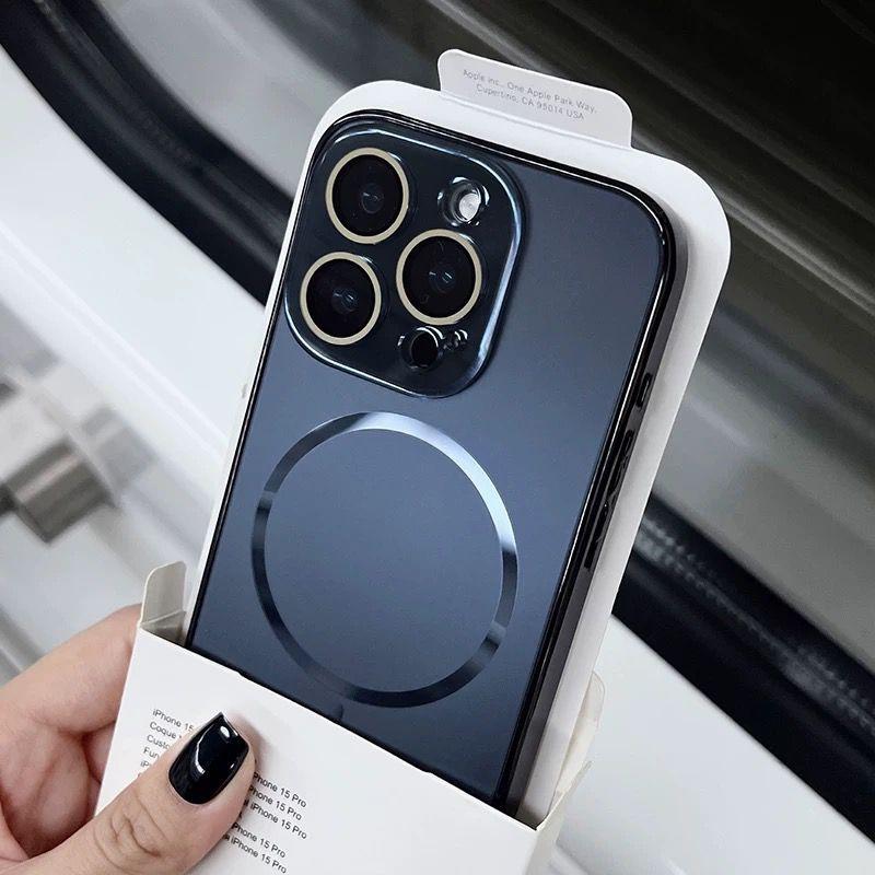 

AG Nano Frosted For Magsafe Lens Glass Protection Case For iPhone 16 15 14 13 12 Pro Max Magnetic Wireless Charging Cover For iPhone 12Pro
