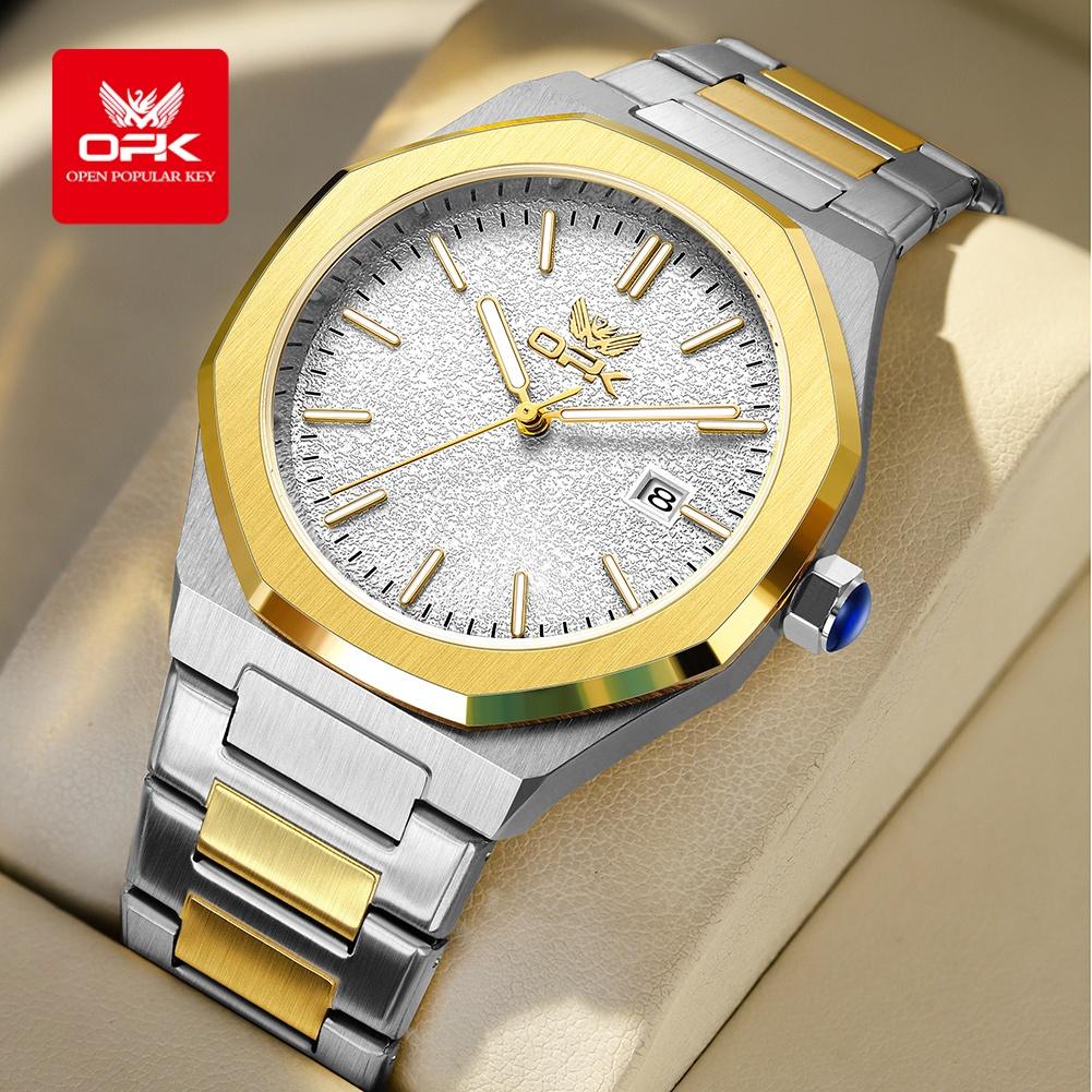 OPK Business Men Watch Sport Quartz Man Wristwatch Waterproof Luminous Date Week Stainless Steel Men's Watches