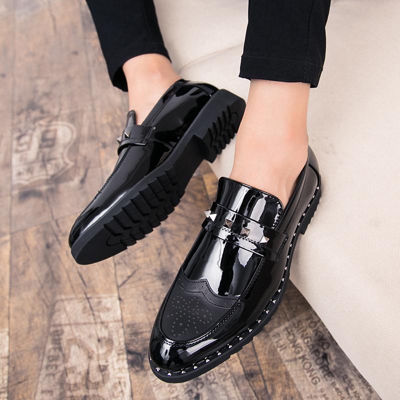 Fashion Lacquer leather men's shoes Classic British gentleman style Leisure nightclubs and party Outdoor street Daily loafers 38-46